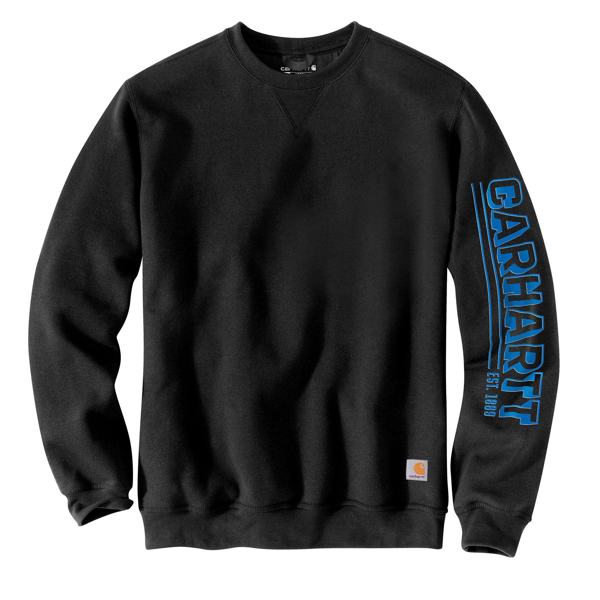 Loose Fit Midweight Crewneck Logo Sleeve Graphic Sweatshirt