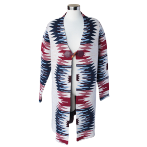 Women's  Aztec Toggle Open Front Duster Cardigan