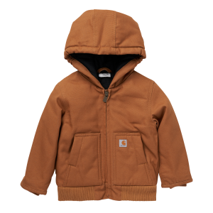 Boys'  Brown Canvas Insulated Hooded Active Jacket