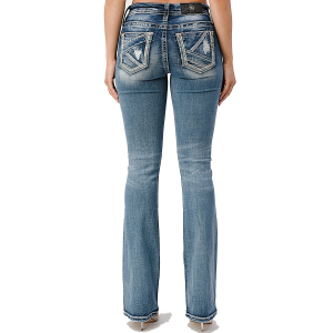 Women's  Turquoise Point with Asymmetrical Piecing Jean