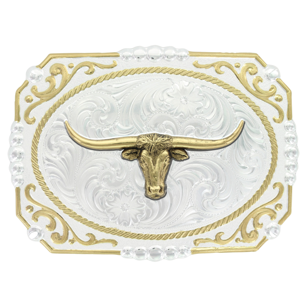 Two Tone Cowboy Cameo Longhorn Buckle