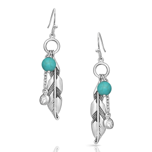 Women's  Charming Feather & Turquoise Earrings