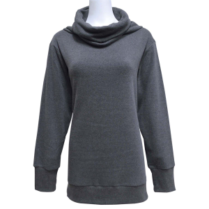 Women's  Washed Fleece Cowl Neck Top with Side Slits