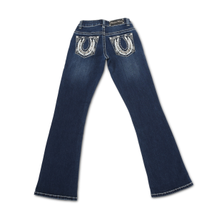 Girls'  Blue Horseshoe Pocket Jean