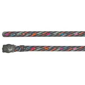 Girls'  Multicolor Canvas Steer Embroidered Belt