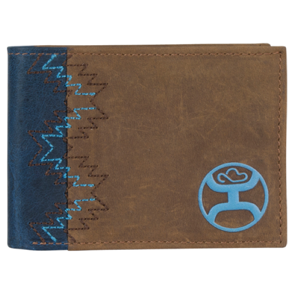 Bifold Wallet Brown/Navy/Dusty Turquoise