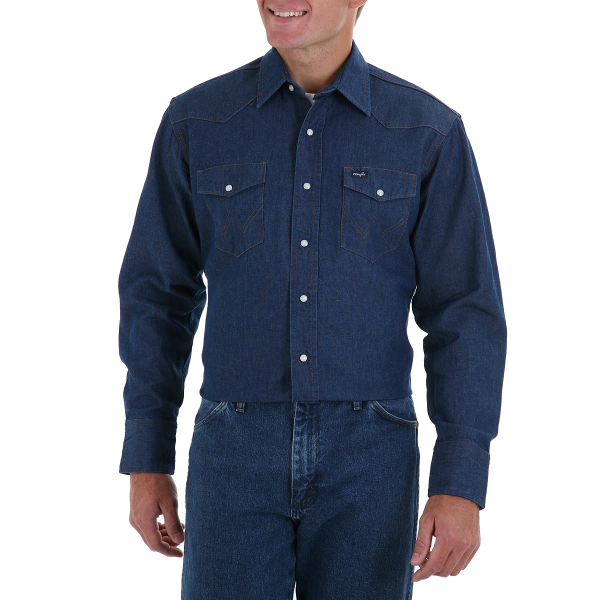 Cowboy Cut Work Western Denim Long Sleeve Snap Shirt-Rigid Indigo - Big and Tall