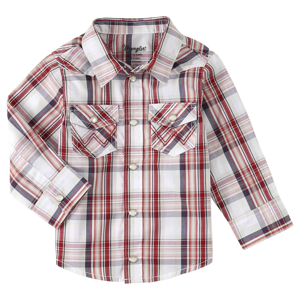 Infant Boys Western Long Sleeve Plaid Snap Shirt