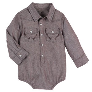 Infant Boys Western Long Sleeve Solid Snap Bodysuit