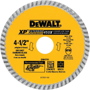 4-1/2" XP Turbo Dry Cutting Diamond Saw Blade  - DW4701