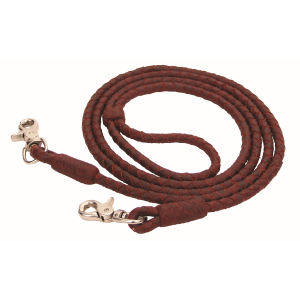 Woven Leather Roping Rein with Snaps