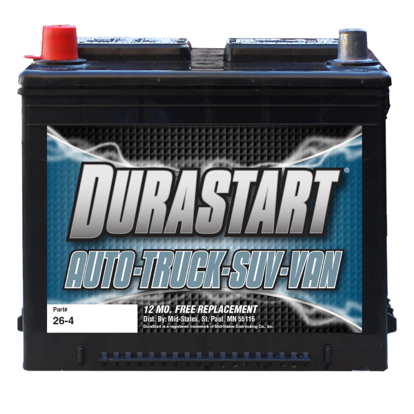 Durastart - 26-4 - BCI Group Size 26 - 525cca - Auto / Truck / SUV 12 Volt Battery