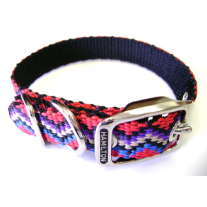 Nylon Single Thick Dog Collar with Metal Rings-Weave