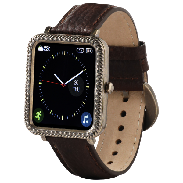 Western Lifestyle Z12 Collection Brown Pebble and Rope Nailhead Design L Smart Watch