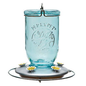 Mason Jar Glass Hummingbird Feeder